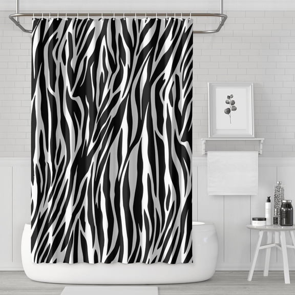 Zebra Print Shower Curtain 72x72 Inch - Waterproof Bathroom Curtain with Rainbow Zebra Stripes, Abstract Zebra Pattern, Fade-Resistant Polyester Fabric & Metal Grommets (Includes 12 Hooks)