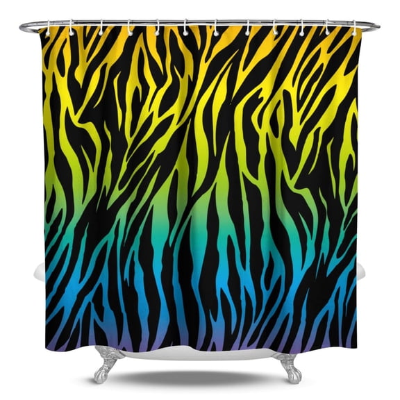 Zebra Print Shower Curtain 84x72 Inch - Waterproof Bathroom Curtain with Rainbow Zebra Stripes, Abstract Modern Design, Fade-Resistant Polyester Fabric, Metal Grommets & 12 Hooks, Quick Dry