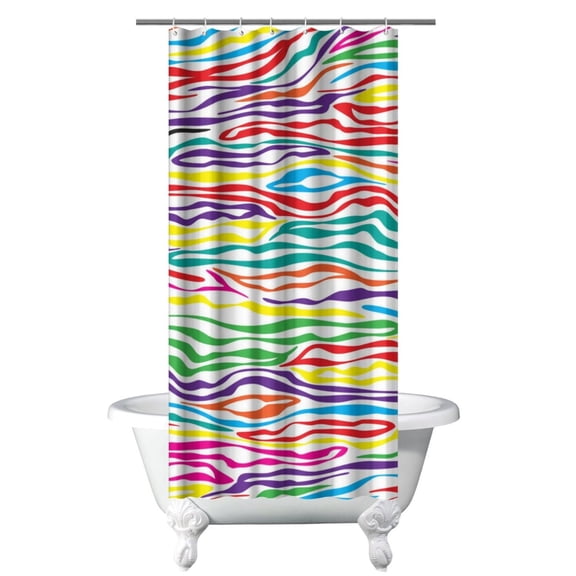 Zebra Print Shower Curtain Waterproof Bathroom Curtain 36x72 Inches - Abstract Zebra Stripes Modern Design with Metal Grommets & 12 Hooks, Fade-Resistant Quick-Dry Polyester Fabric for Home Hotel Dorm