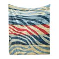 thumbnail image 1 of Zebra Print Soft Flannel Fleece Throw Blanket, Art Colored Zebra Print on a Wooden Rustic Country Style Illustration, Cozy Plush for Indoor and Outdoor Use, 70" x 90", Navy Red Yellow, by Ambesonne, 1 of 5