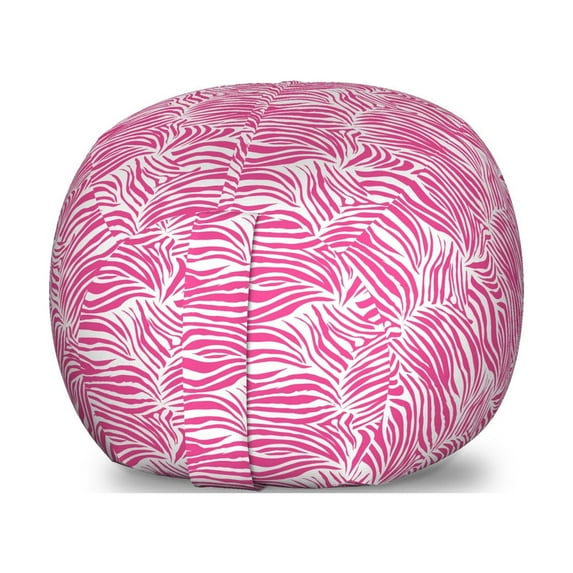 Zebra Print Storage Toy Bag Chair, Striped Zebra Animal Skin Pattern in Vivid Color Fun Art Print, Stuffed Animal Organizer Washable Bag, Small Size, Pink Black, by Ambesonne