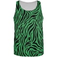 thumbnail image 1 of Zebra Print Sublimated Green All Over Adult Tank Top - Small, 1 of 2