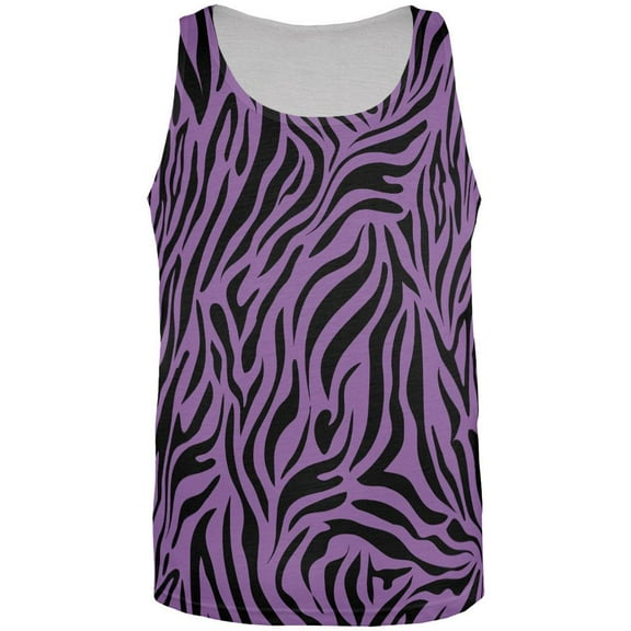 Zebra Print Sublimated Purple All Over Adult Tank Top - 2X-Large