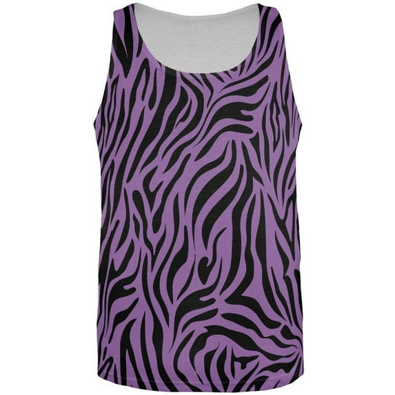 Zebra Print Sublimated Purple All Over Adult Tank Top - Medium