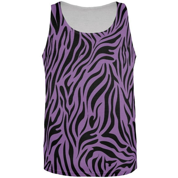Zebra Print Sublimated Purple All Over Adult Tank Top - X-Large