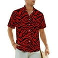 thumbnail image 1 of Zebra Print Summer Shirt For Mens Vacation Black and Red Stripes Casual Shirts Short Sleev, 1 of 5