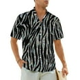 thumbnail image 1 of Zebra Print Summer Shirt For Mens Vacation Black and Red Stripes Casual Shirts Short Sleev, 1 of 5
