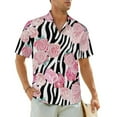 thumbnail image 1 of Zebra Print Summer Shirt For Mens Vacation Black and Red Stripes Casual Shirts Short Sleev, 1 of 5