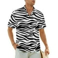 thumbnail image 1 of Zebra Print Summer Shirt For Mens Vacation Black and Red Stripes Casual Shirts Short Sleev, 1 of 5