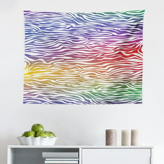 Zebra Print Tapestry, Striped Zebra Animal Print Nature Wildlife Inspired Simplistic Illustration, Fabric Wall Hanging Decor for Bedroom Living Room Dorm, 2 Sizes, Black White, by Ambesonne