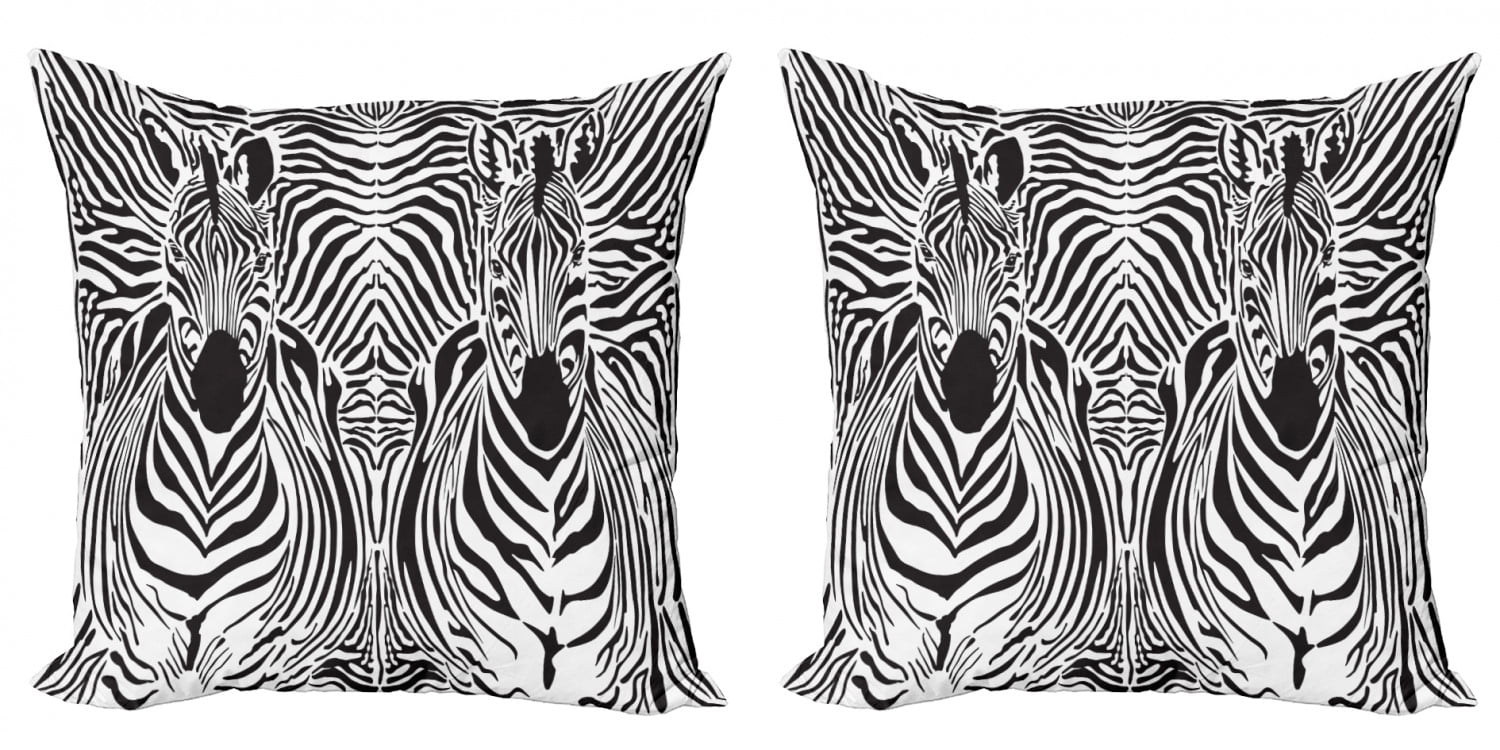 Zebra Print Throw Pillow Cushion Cover Pack of 2, Illustration Pattern