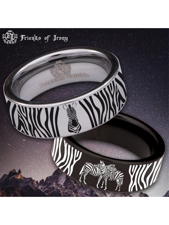 Zebra Print Tungsten Carbide Ring