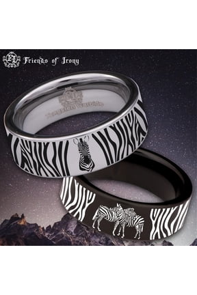 Zebra Print Tungsten Carbide Ring