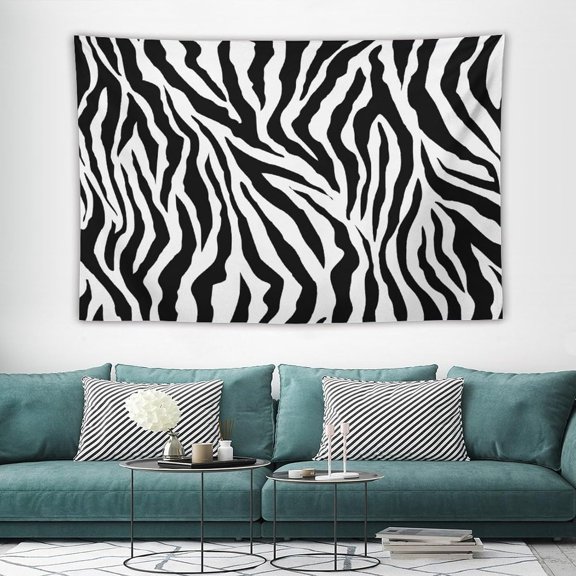 Zebra Print Wall Tapestry Black and White Stripe Nature Wild Animals Hanging for Bedroom Living Room Dorm 60 x 40 Inches