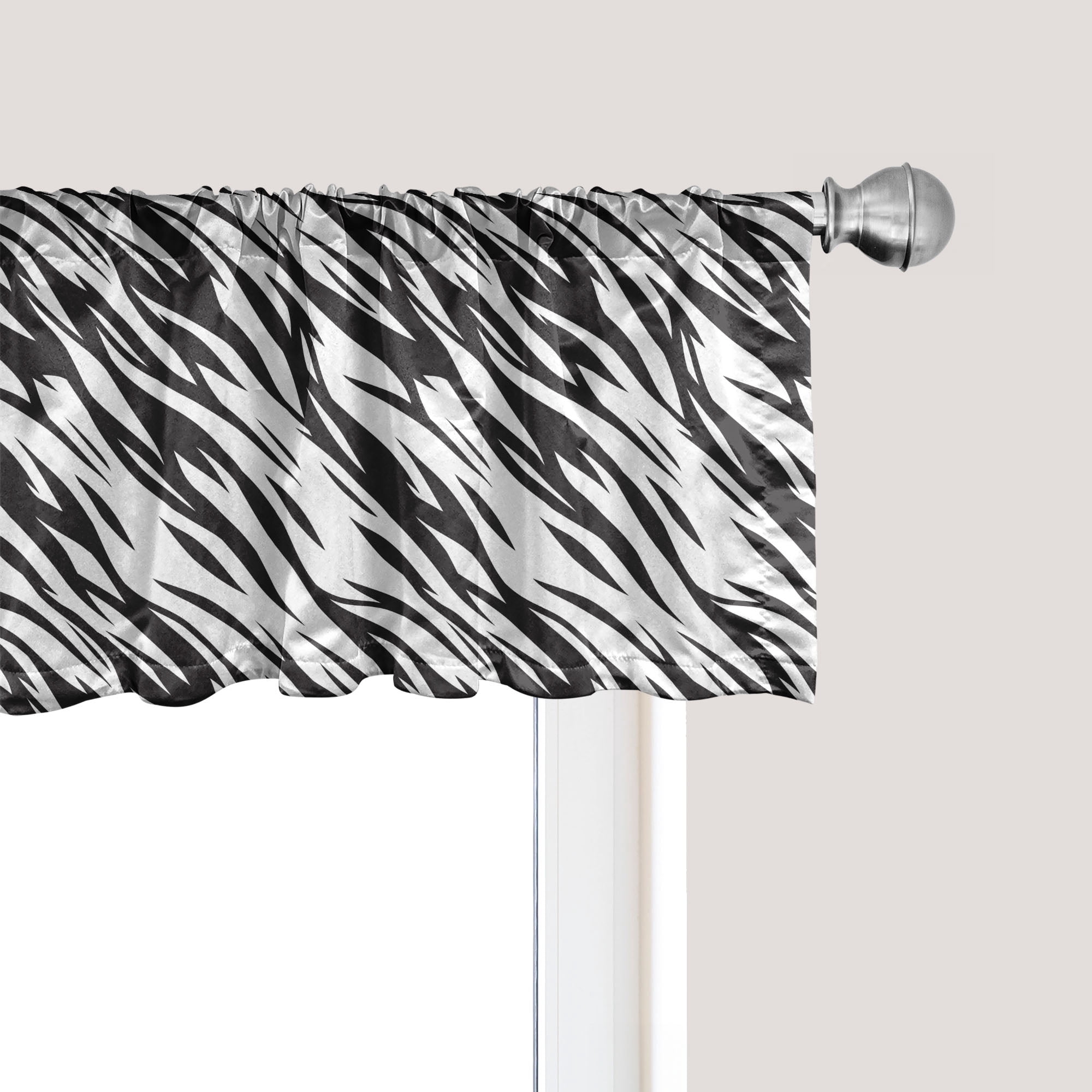 Zebra Print Window Valance, Exotic Savanna Inspired Animal Skin