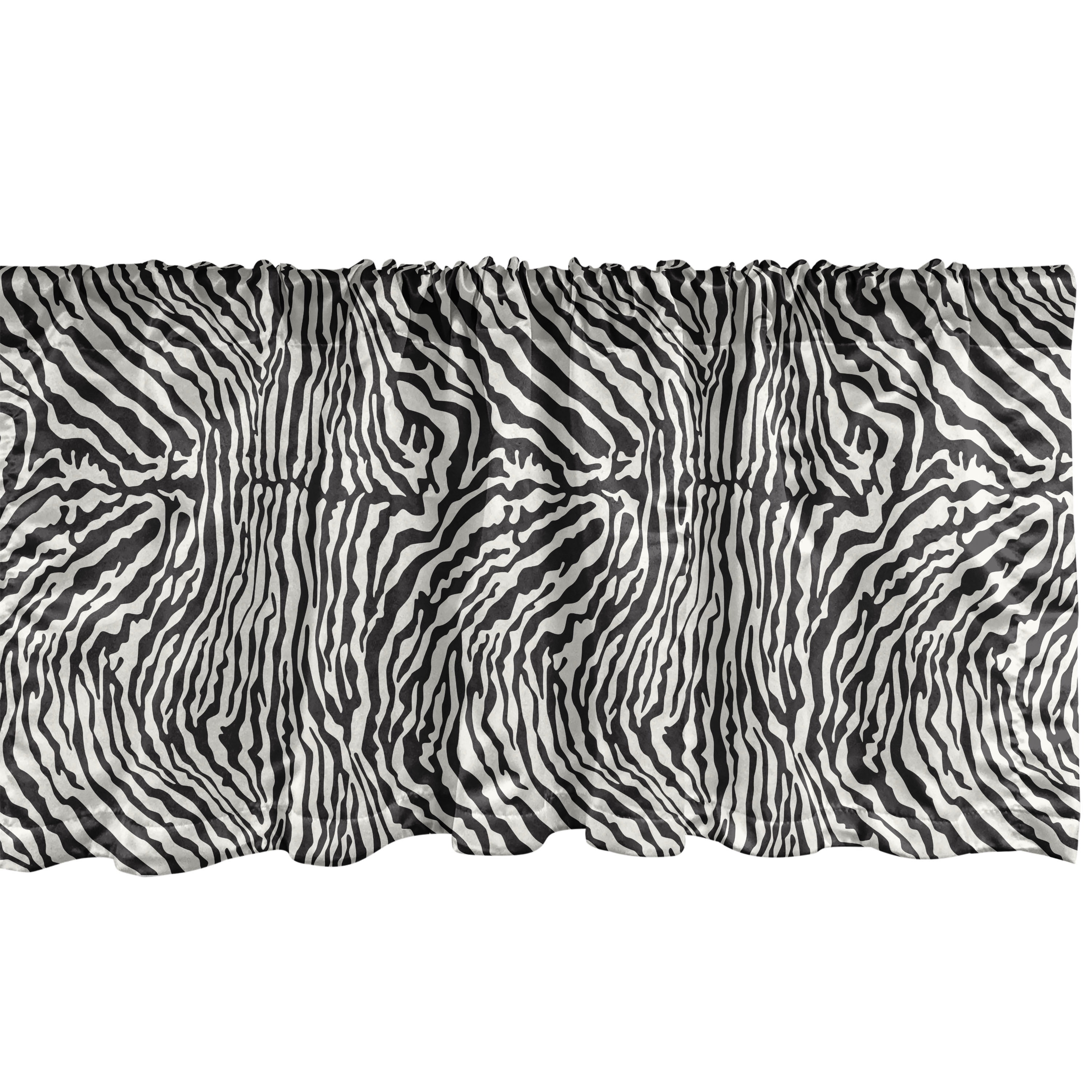 Zebra Print Window Valance Pack of 2, Stripy Skin Pattern of Animal