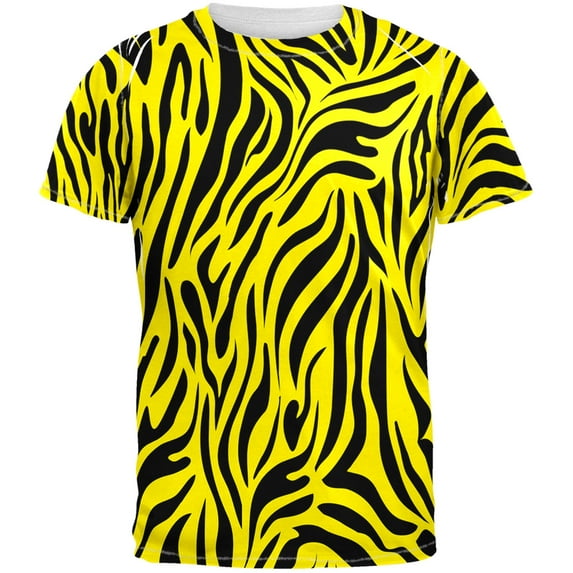 Zebra Print Yellow Sublimated Adult T-Shirt - Medium