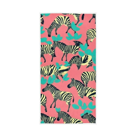 Zebra Print on Pink Background Face Towel Absorbent Hand Towels Bath Sport Gym