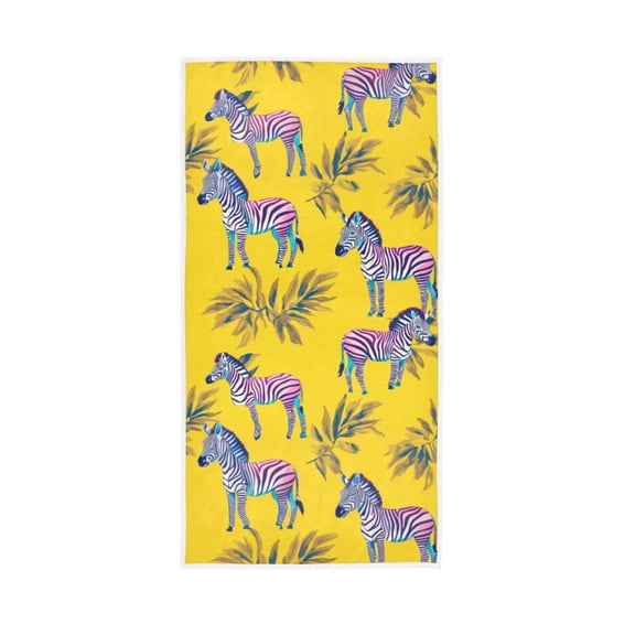 Zebra Print on Yellow Face Towel Absorbent Hand Towels Bath Sport Gym