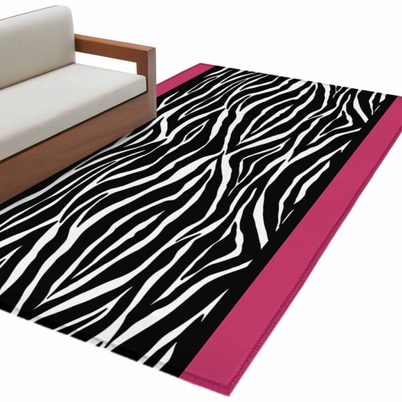 Zebra Printed Large Area Rugs for Bedroom Living Room, Soft Non Slip Carpet Bedside Rug, Modern Geometric Balck White Stripes Rectangular Floor Cover Kitchen Accent Rug 3'x5' for Dining Room/Office