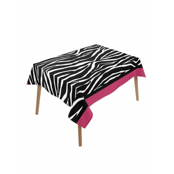 Zebra Printed Table Cloth, Waterproof Tablecloth for Rectangle Tables, Modern Geometric Balck White Stripes Reusable Washable Fabric Table Cover for Restaurant Kitchen Dining Tables 60"x102"