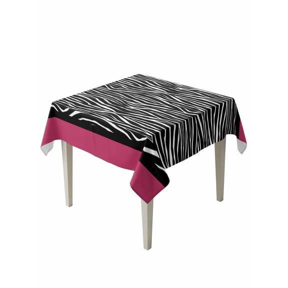 Zebra Printed Table Cloth, Waterproof Tablecloth for Square Tables, Modern Geometric Balck White Stripes Reusable Washable Fabric Table Cover for Restaurant Kitchen Dining Tables 54"x54"