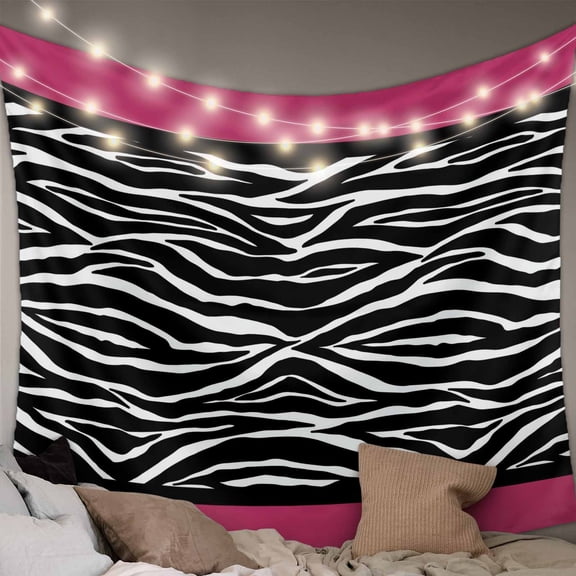 Zebra Printed Tapestry for Bedroom Wall Hanging Tapestry, Modern Geometric Balck White Stripes Ceiling Backdrop Tapestries Poster Blanket Wall Decor for Teens Room Living Room Dorm 51" x 59"