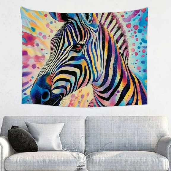 Zebra Psychedelic Wall Tapestry, Decorative Art for Bedroom and Living Room, Soft Polyester Fabric, Vivid Colors, Multiple Sizes 40x30in