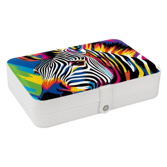 Zebra Pu Leather Decorative Box with Removable Compartment, Portable Bracelet Holder, Necklace Organizer, and Storage Box