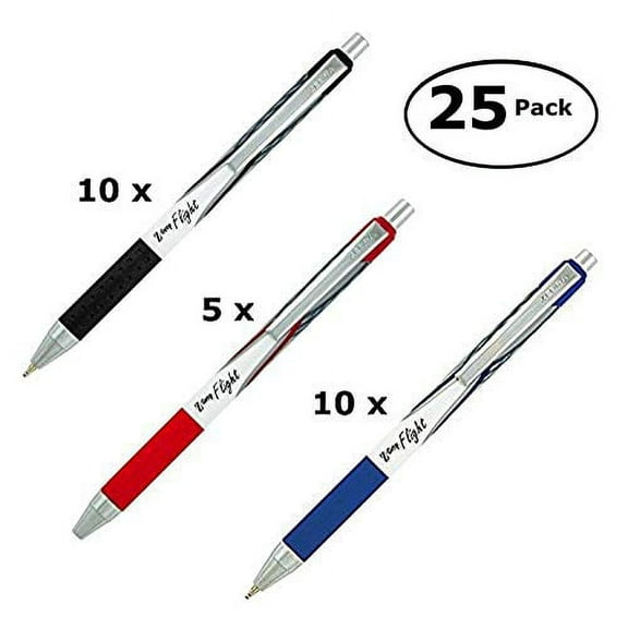 Zebra Retractable Ball Point Pens, Z-Grip Flight - 25 Count (3 Colors)