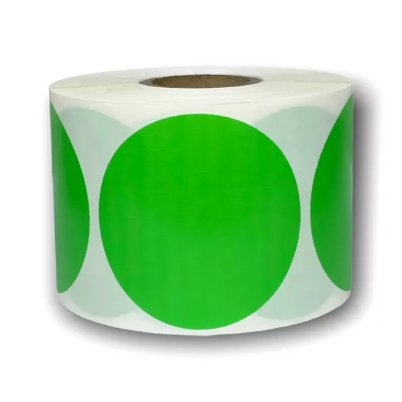 Zebra Rollo 2 Round Green Direct Thermal Labels Self-Adhesive Stickers 750 Pcs