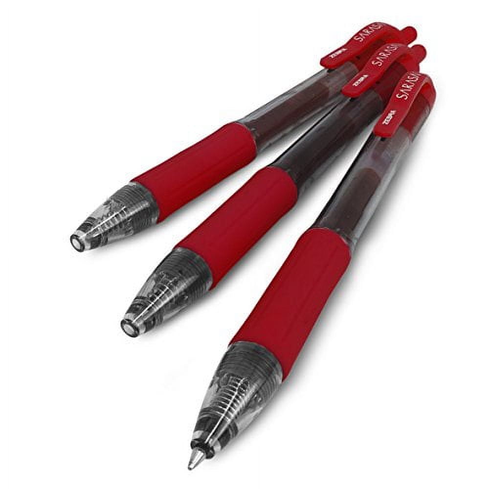 Zebra Sarasa - 0.7mm Retractable Gel Ink Rollerball Pen - Set of 3 - Red Ink