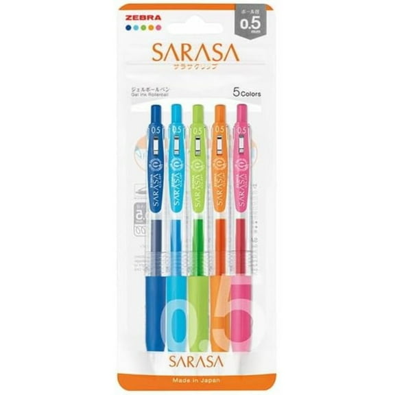 Zebra Sarasa Clip 0.5mm Gel Pens 5 Color Set  Made in JAPAN - Tokyo Sakura Mall