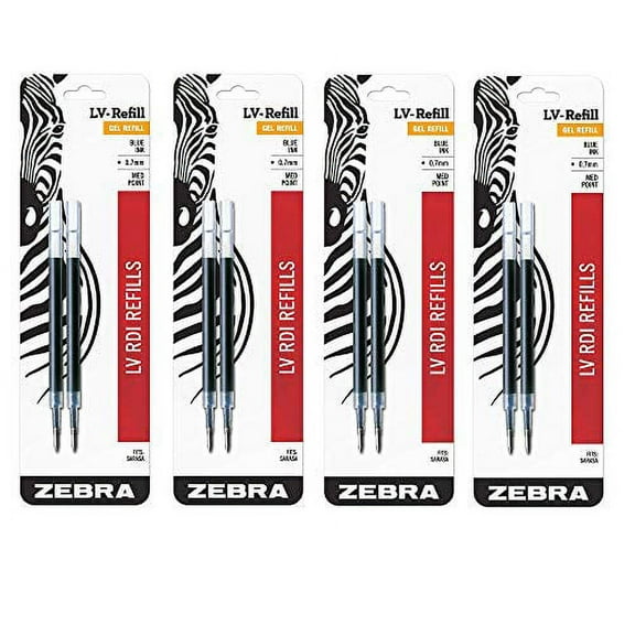 Zebra Sarasa RDI LV-Refill, Medium Point, 0.7mm, Blue Ink, 2-Count, 4 PACK