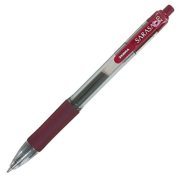 Zebra Sarasa Retractable Gel Ink Pens, Medium Point 0.7mm, Mahogany, Rapid Dry Ink, 12-Count