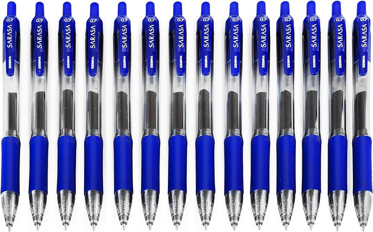 Zebra Sarasa Retractable Gel Ink Rollerball - Fast Drying - 0.7mm - Blue - Pack of 14