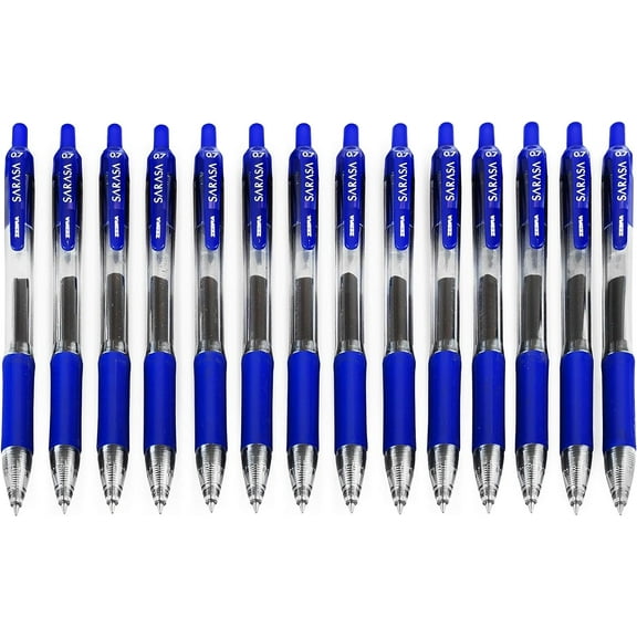 Zebra Sarasa Retractable Gel Ink Rollerball - Fast Drying - 0.7mm - Blue - Pack of 14