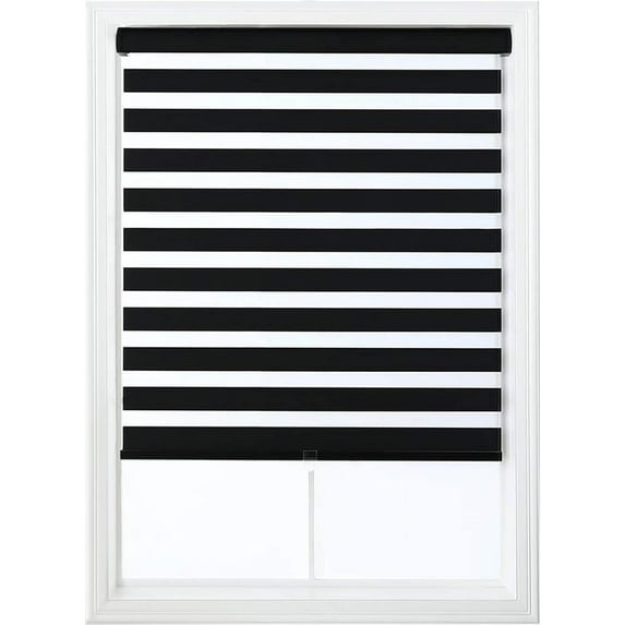 Zebra Shade Cordless,Dual Mode, lets light in and blocks light out 24x72" - Black