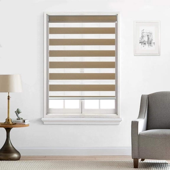 Zebra Shade Cordless,Dual Mode, lets light in and blocks light out 32x72" - Sand