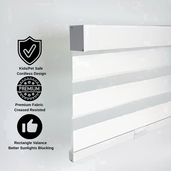 Zebra Shades Cordless Blinds for Windows, Free-Stop Shades with Valance,43W*60H
