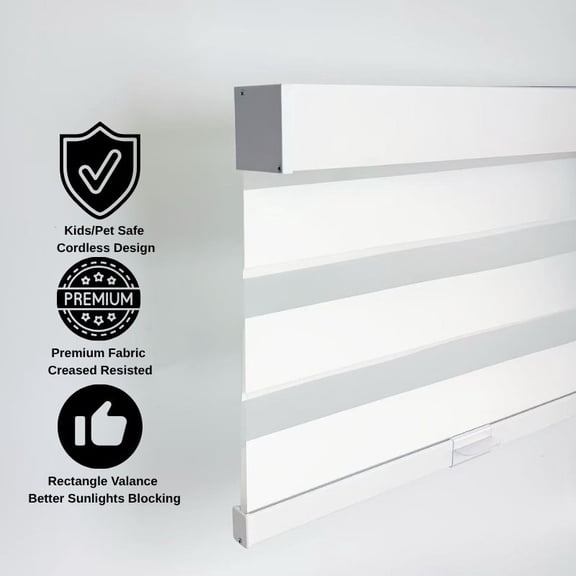 Zebra Shades Cordless Blinds for Windows, Free-Stop Shades with Valance,51W*60H