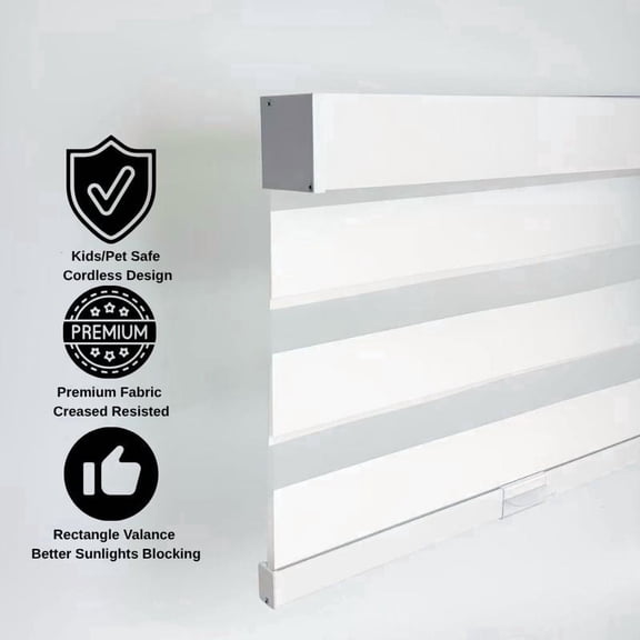 Zebra Shades Cordless Blinds for Windows, Free-Stop Shades with Valance,60W*60H