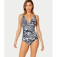 thumbnail image 1 of Women's Zebra Shadow Soft Band Shirred One Piece Swimsuit, 1 of 3