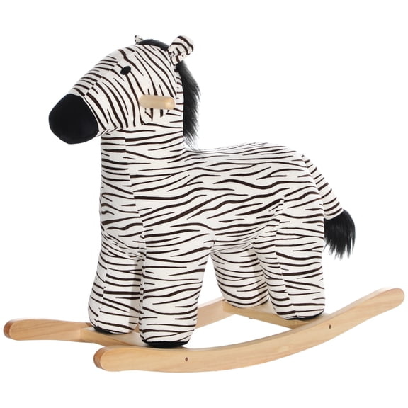 Zebra Shaped Rocking Horse with Realistic Sound, Ages 2-4, Black