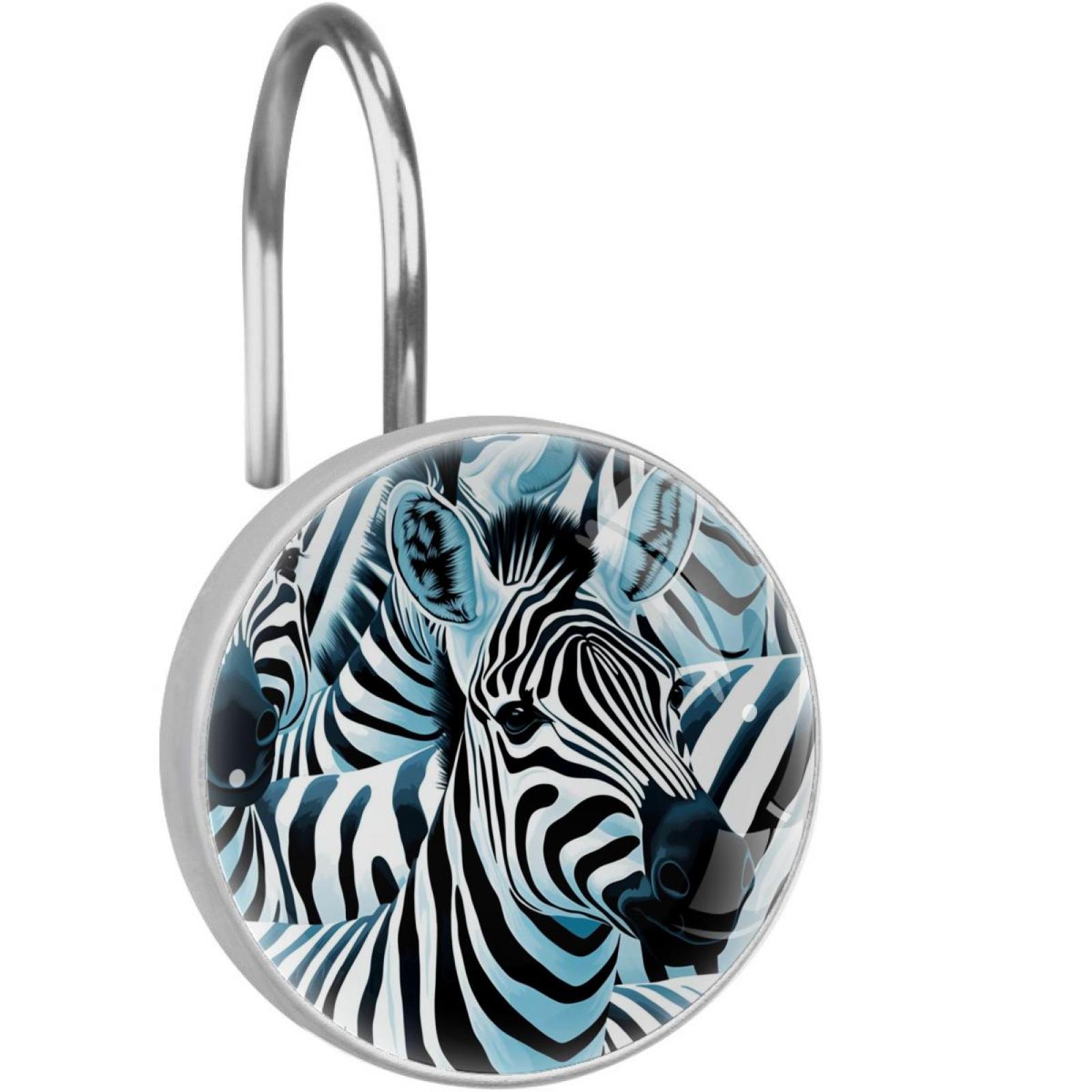 Zebra Shower Curtain Hooks （Set of 12） for Home Hotel Shower Rods