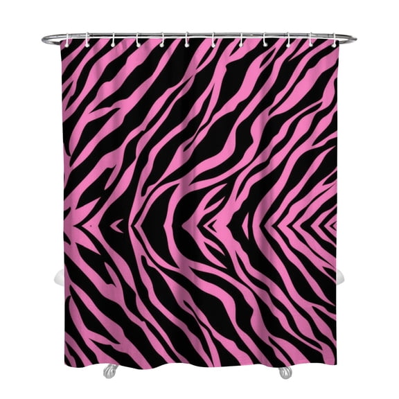 Zebra Shower Curtain, Waterproof Fabric Bathroom Shower Curtain with Plastic Hooks, Machine Washable Abstract Zebra Print, Colorful Rainbow Zebra Stripes, Modern Fashion Gradient Black White