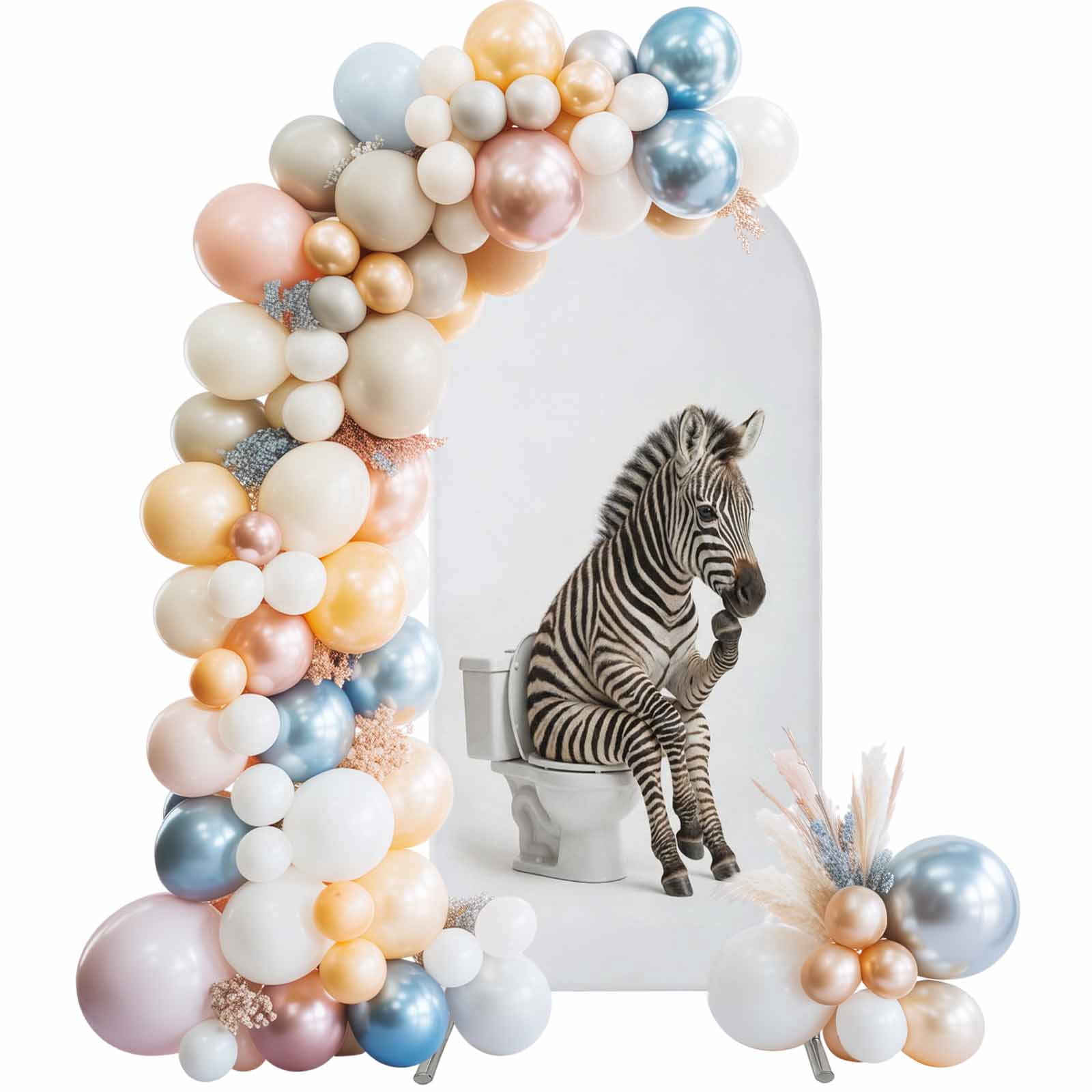 Zebra Arch Zebra Sitting on The Toilet Thinking Arch Backdrop Cover 6 FT Abstract ...