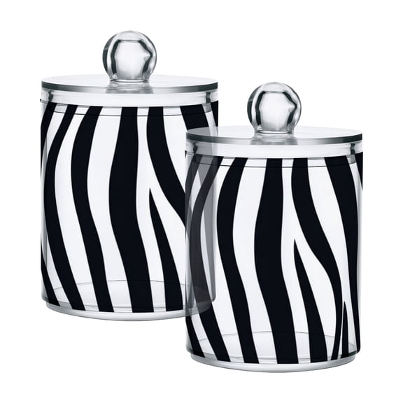 Zebra Skin Stripes Translucent Plastic Cans Storage Canisters with Lid Set of 2