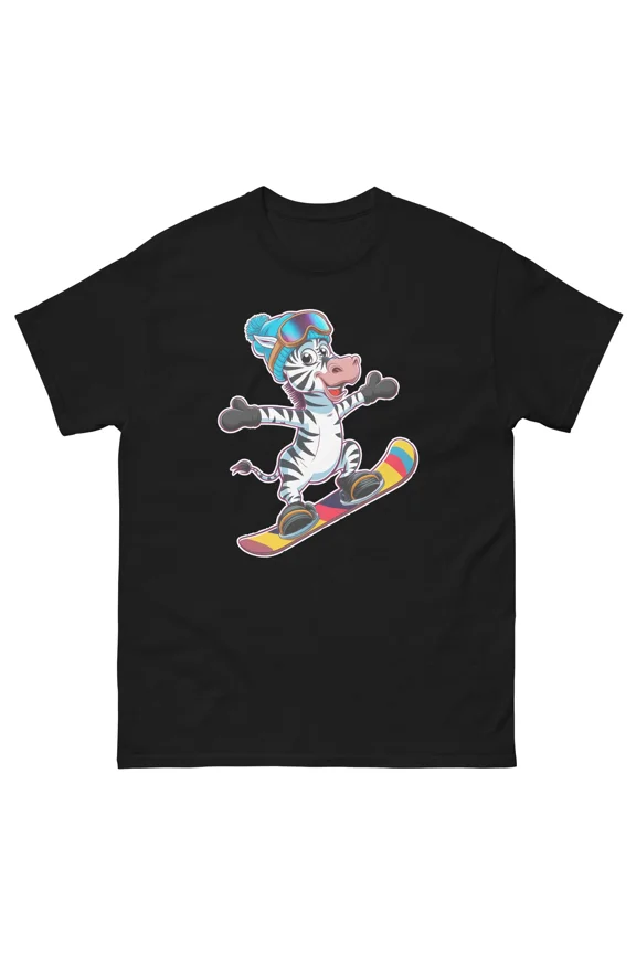 Zebra Snowboarding Fun Cartoon Snowboarder Shirt T-Shirt