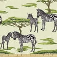 thumbnail image 1 of Zebra Sofa Upholstery Fabric by the Yard, Animals in a Safari Wildlife Arizona Vibes, Decorative Fabric for DIY & Home Accents, 3 Yards, Cream Multicolor by Ambesonne, 1 of 4